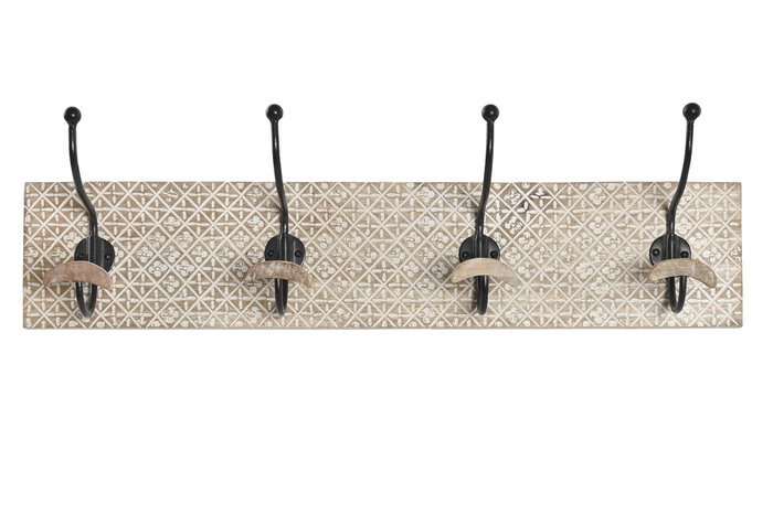 DKD Home Decor Perchero de Pared Indio Natural Blanco 14 x 21 x 76 cm (2 Unidades) DKD Home Decor Perchero de Pared Indio Natural Blanco 14 x 21 x 76 cm (2 Unidades)