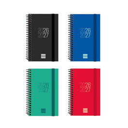FINOCAM Agenda Escolar 2026-27 Espiral Tapa PP Apaisada E3 con Goma Surtido Pack de 8