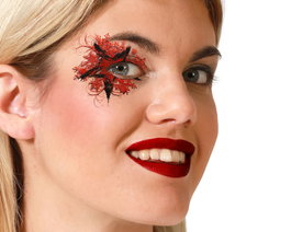 Atosa Tatuaje Facial Decorativo para Ojos Diseño Rojo y Negro Estilo Fantástico