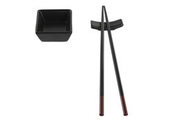 DKD Home Decor Set de Sushi de Bambú y Gres Natural y Negro