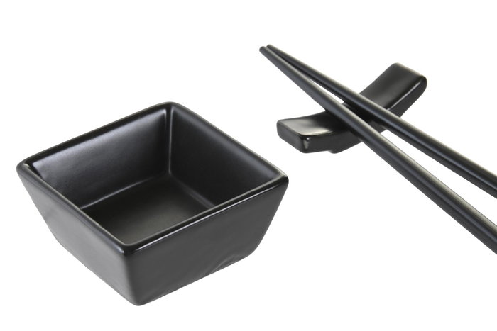DKD Home Decor Set de Sushi de Bambú y Gres Natural y Negro DKD Home Decor Set de Sushi de Bambú y Gres Natural y Negro