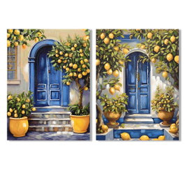 DKD Home Decor Cuadro Lienzo MDF 60x3x80 Limones Puerta Surtido de 2