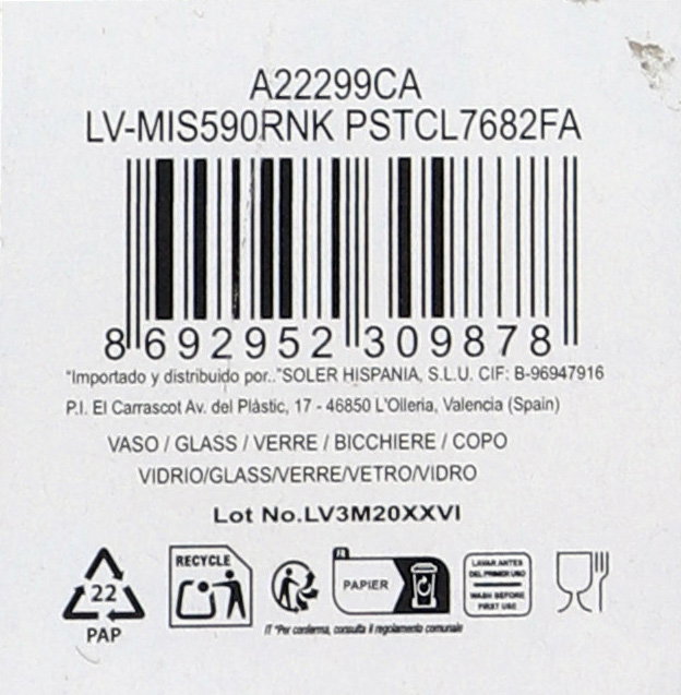 LAV Misket Copa Combinada Pie Azul 645 cc 9.4x20 cm (24 Unidades)