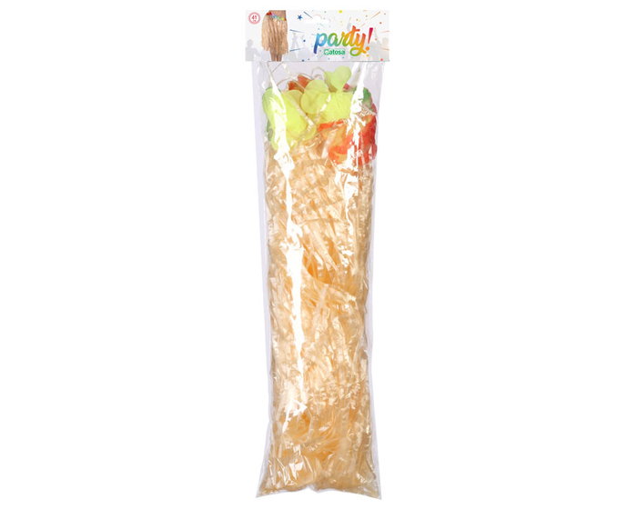 Falda Hawaiana Beige con Flores Multicolor para Adulto - 41 cm de Largo, Ideal para Fiestas Luau, Carnavales y Disfraces Tropicales