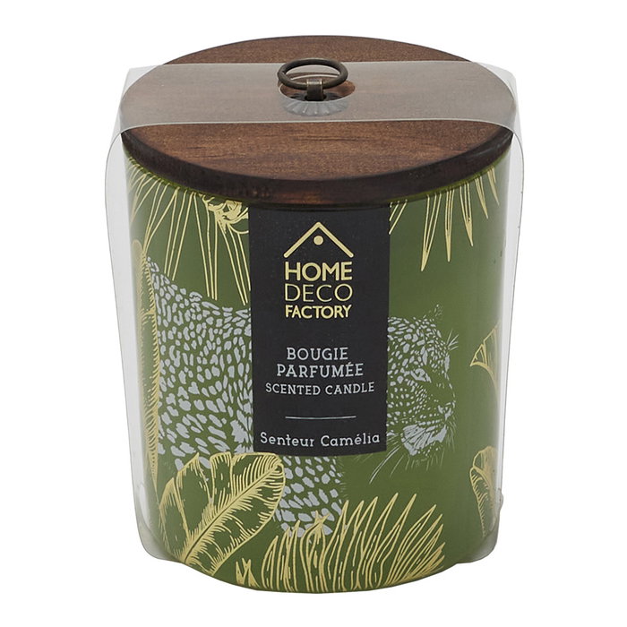 Home Deco Factory Vela Perfumada Wild Colección Natural Wild, Aroma Surtido (Camelia/Exotique/Passion) con Tapa de Madera, 130g, Duración 18h, 8.5cm de Altura