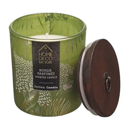 Home Deco Factory Vela Perfumada Wild Colección Natural Wild, Aroma Surtido (Camelia/Exotique/Passion) con Tapa de Madera, 130g, Duración 18h, 8.5cm de Altura