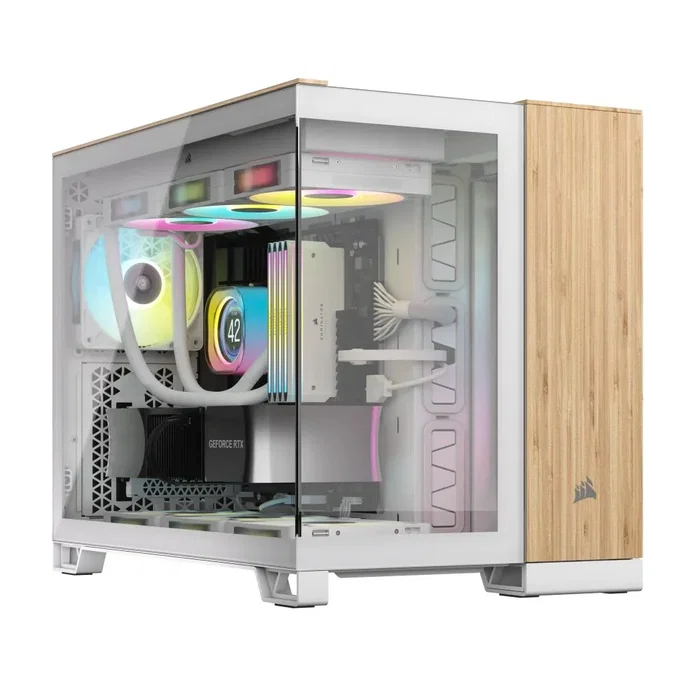 Corsair 2500X Caja de PC Midi Tower Blanco/Bambú con Vidrio Templado
