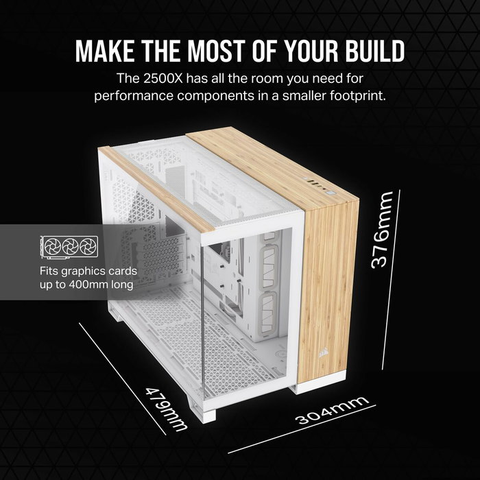 Corsair 2500X Blanco/Bambú con Vidrio Templado