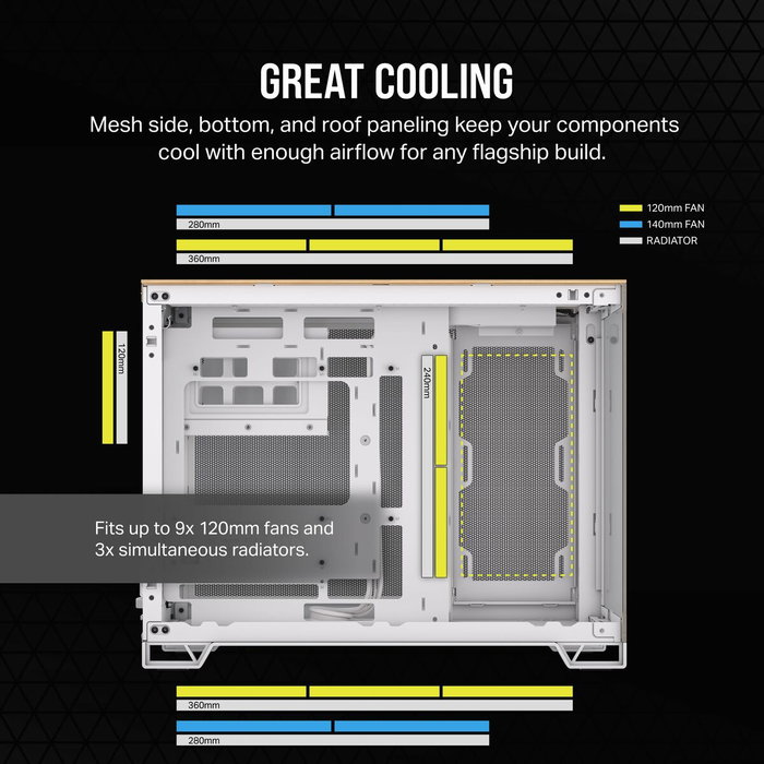 Corsair 2500X Blanco/Bambú con Vidrio Templado