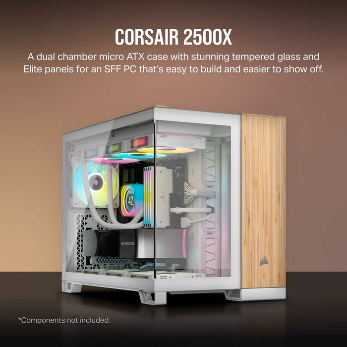Corsair 2500X Blanco/Bambú con Vidrio Templado