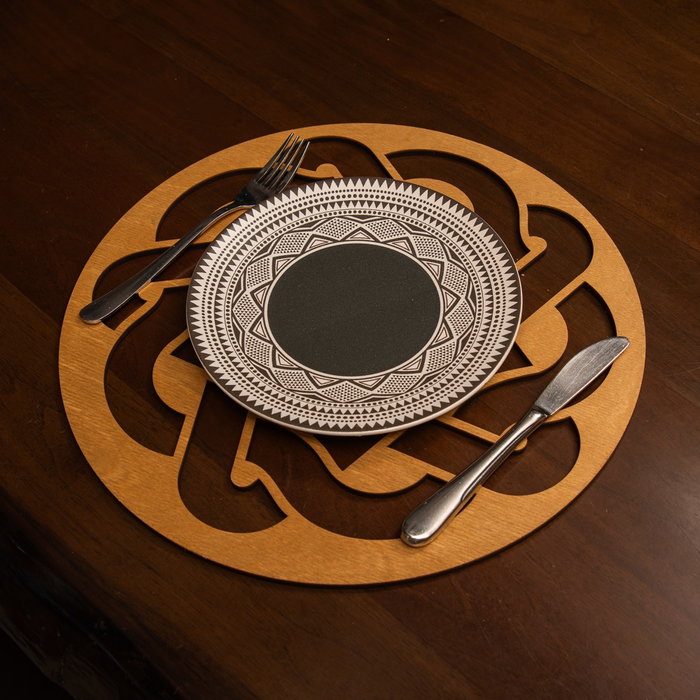 Hermia Don - Honey Salvamanteles de Madera Color Miel (4 Piezas) 36 x 36 cm