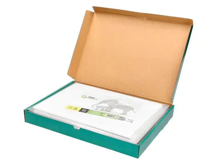 Liderpapel Cartulina Blanca A4 180g/m² - Paquete de 25+5 Hojas en Carpeta Dossier Transparente con Cierre de Velcro