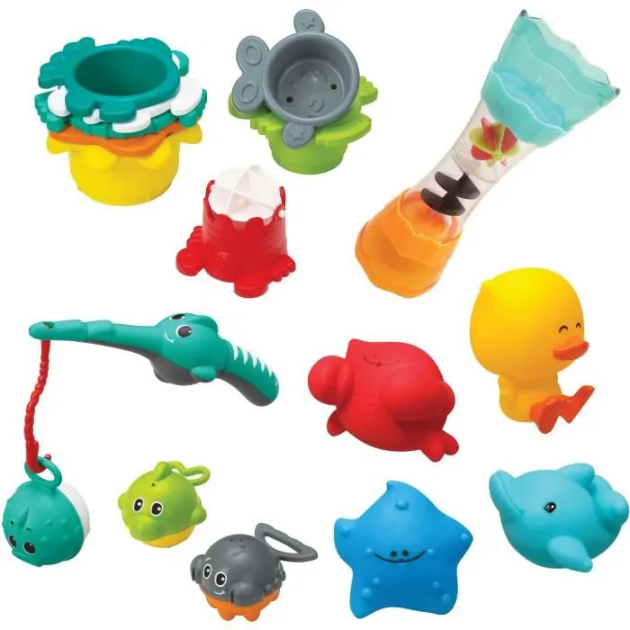 Infantino Set de Baño 17 Piezas con Vasos Apilables, Rociadores y Juego de Pesca Infantino Set de Baño 17 Piezas con Vasos Apilables, Rociadores y Juego de Pesca