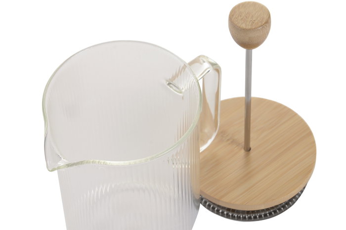 DKD Home Decor Cafetera Transparente Bambú 800ml Apto Lavavajillas