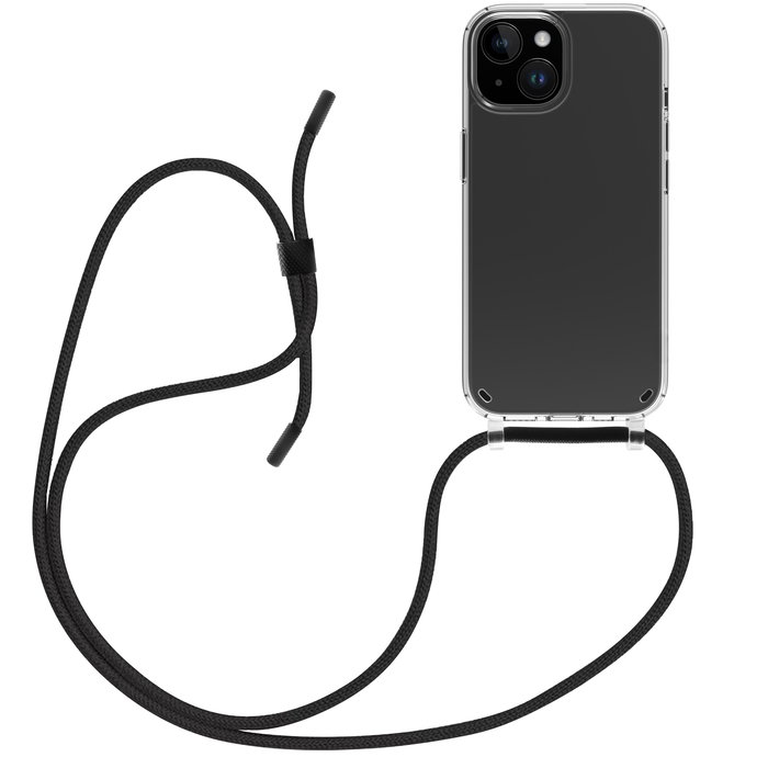 Muvit Funda Recycletek para Apple iPhone 15 con Cordón, Transparente, Material Reciclado GRS, Ecoamigable