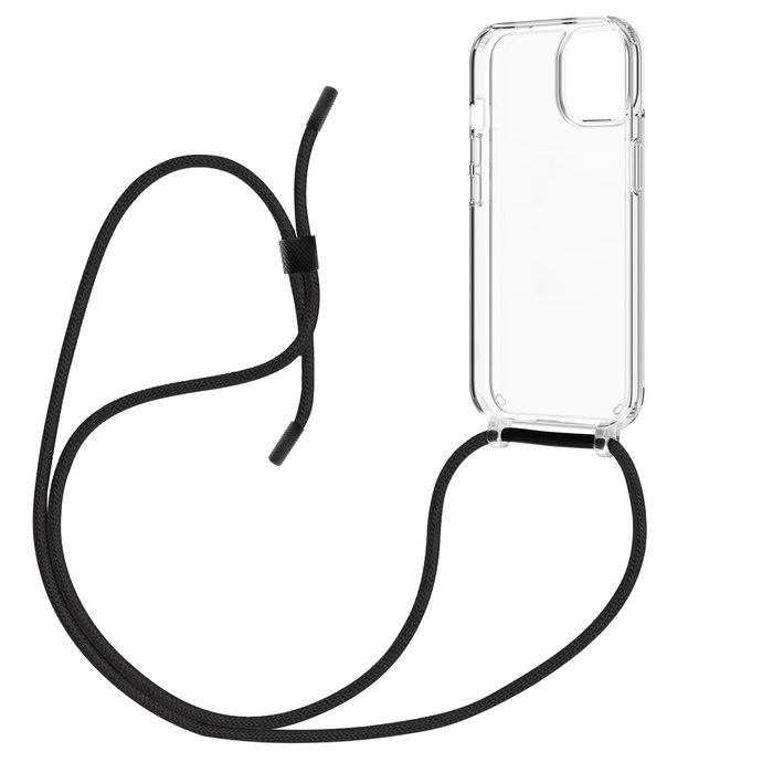 Muvit Funda Recycletek para Apple iPhone 15 con Cordón, Transparente, Material Reciclado GRS, Ecoamigable