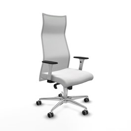 PIQUERAS Y CRESPO Sillón Albacete con Mecanismo Sincro, Tela Blanca y Base de Aluminio