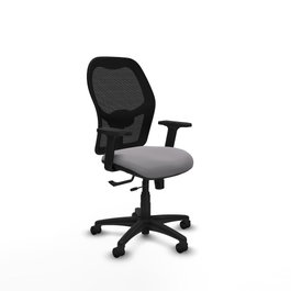 PIQUERAS Y CRESPO Silla de oficina Alocén con mecanismo traslack, malla negra y similpiel gris