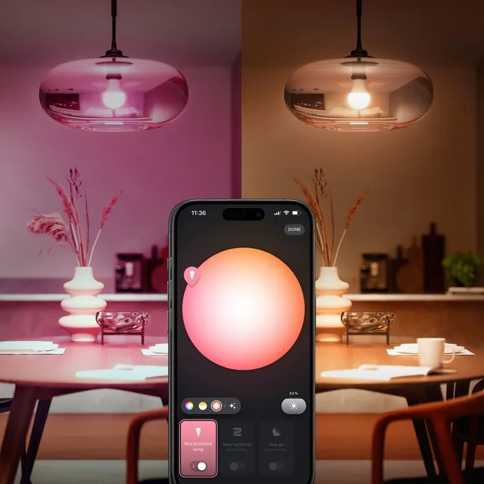 Philips Hue Kit de Inicio con Puente y 2 Bombillas A60 de Luz Blanca y de Color AABPO48475