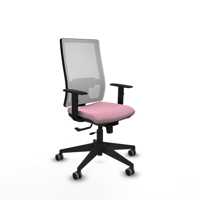 Silla de oficina Horna con mecanismo Sincro/Traslack tapizada con Tela color Rosa y malla color Blanco. Equipada con lumbar 1D, Brazos 1D y Ruedas 65 mm parqué Silla de oficina Horna con mecanismo Sincro/Traslack tapizada con Tela color Rosa y malla color Blanco. Equipada con lumbar 1D, Brazos 1D y Ruedas 65 mm parqué