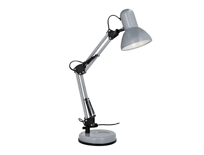 Q-Connect Polaris Lámpara de Escritorio con Brazo Triple Articulado, Metal Plateado para Oficina