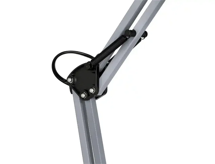 Q-Connect Polaris Lámpara de Escritorio con Brazo Triple Articulado, Metal Plateado para Oficina