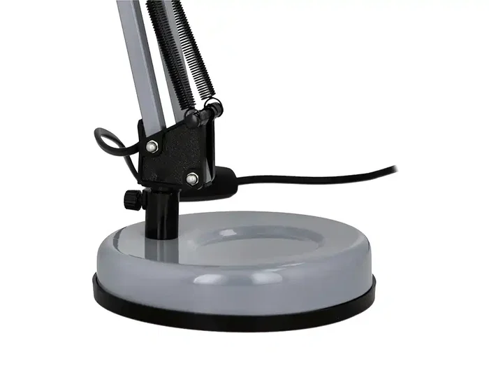 Q-Connect Polaris Lámpara de Escritorio con Brazo Triple Articulado, Metal Plateado para Oficina