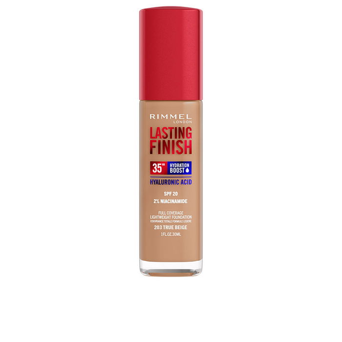 Rimmel London LASTING FINISH hydration boost SPF20 #203-True Beige 30 ml Base de Maquillaje Hidratante Rimmel London LASTING FINISH hydration boost SPF20 #203-True Beige 30 ml Base de Maquillaje Hidratante