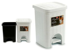 Stefanplast Papelera Elegance Pequeña 6L Blanco 20x20x27cm con Pedal y Cubo Interior Extraíble (Set de 6)