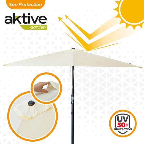 Aktive Parasol de Terraza Cuadrado 300x300 cm con Chimenea y Mástil de Aluminio