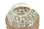 DKD Home Decor Jarrón de Cristal y Mimbre Natural Verde y Marrón 31x31x43 cm
