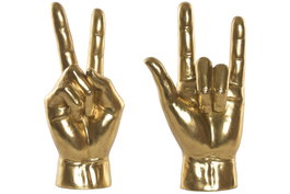 DKD Home Decor Figura de Mano en Resina Dorada