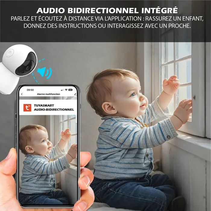 Kyf AABNU09311 Cámara de Seguridad Interior 4MP Full HD Motorizada P/T Rotativa con Sirena y Cable