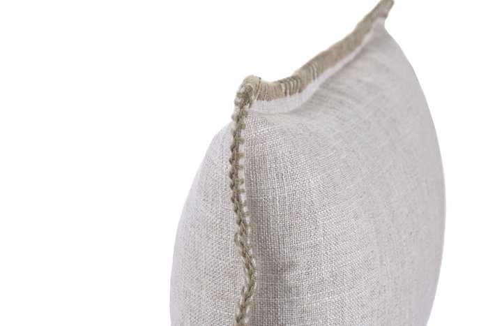 DKD Home Decor Cojín de Poliéster Bordado Beige 50x30x30 cm