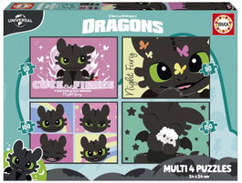 EDUCA BORRAS Puzzles multi 4 en 1 Cómo entrenar a tu dragón (50, 80, 100, 150 piezas)