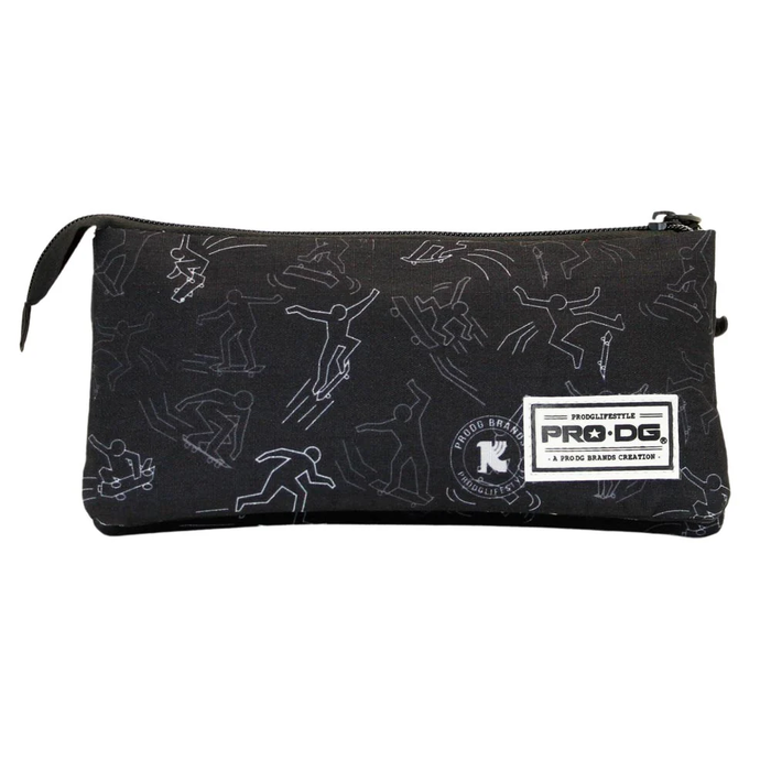 Pro-Dg Estuche Portatodo Triple ECO Tricks REP 11x23x7cm Negro Material Reciclado Repelente Líquidos