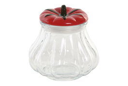 DKD Home Decor Bote de Cristal y Gres Tomate Rojo 1L