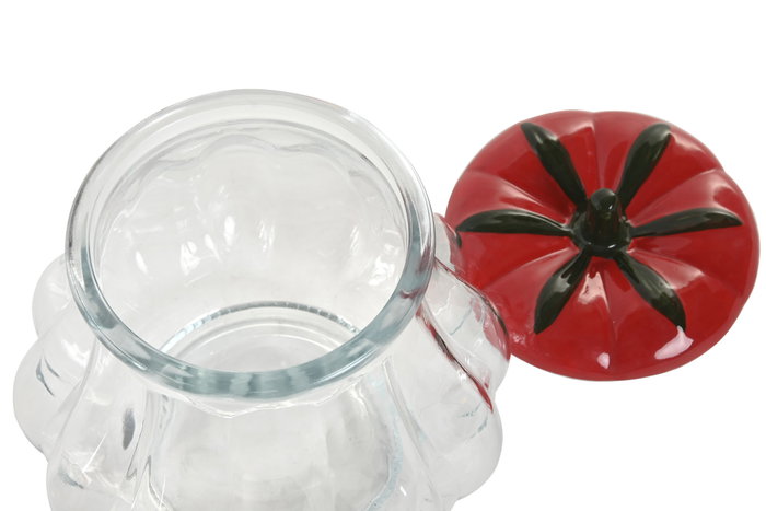DKD Home Decor Bote de Cristal y Gres Tomate Rojo 1L