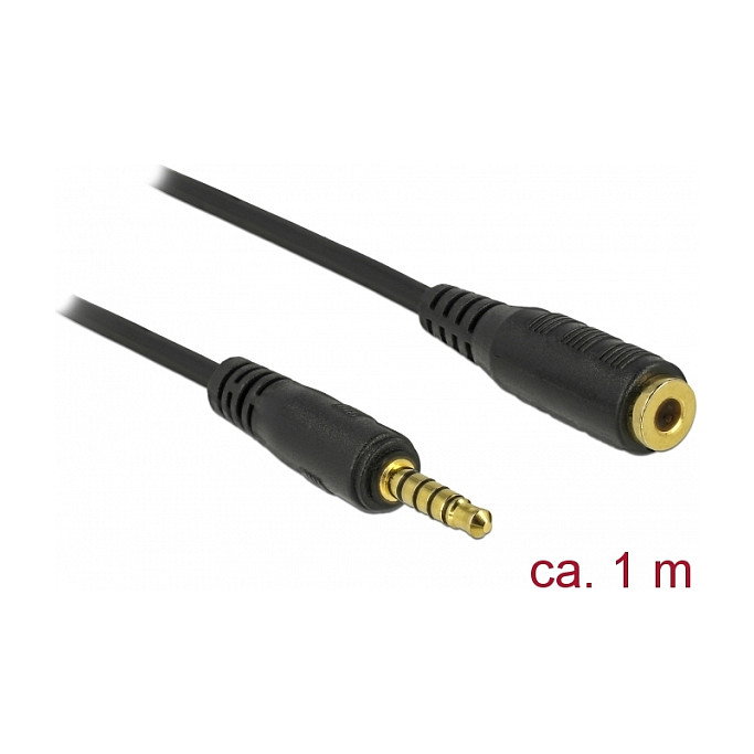 DeLOCK 85701 Cable de extensión de audio 3,5 mm 5 pin Macho a Hembra 1 m Negro