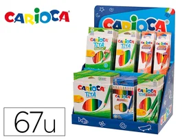 Carioca Expositor de Sobremesa con 67 Lápices de Colores, Rotuladores Neón y Acuarelas Surtidas