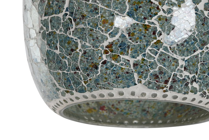 DKD Home Decor Lámpara Techo Indio Craquelado 25 Verde Menta Azul Celeste Metal Cristal 23 x 23 x 66 cm (2 Unidades)