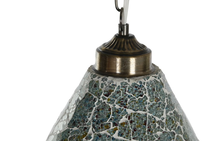 DKD Home Decor Lámpara Techo Indio Craquelado 25 Verde Menta Azul Celeste Metal Cristal 23 x 23 x 66 cm (2 Unidades)