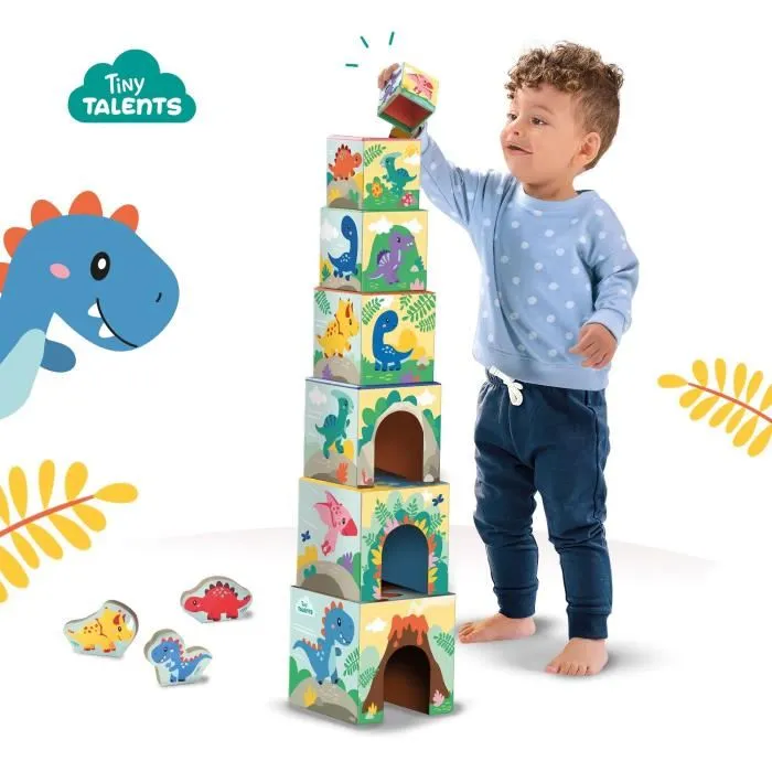 Ses Creative SES8710341132026 Torre de Bloques para Apilar con Figuras de Dinosaurios y Juego de Habilidad