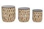 DKD Home Decor Mesita Auxiliar Cottage Marron Fibra, MDF, Metal Set de 3 Piezas 40 x 45 x 40 cm