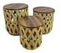 DKD Home Decor Mesita Auxiliar Cottage Marron Fibra, MDF, Metal Set de 3 Piezas 40 x 45 x 40 cm