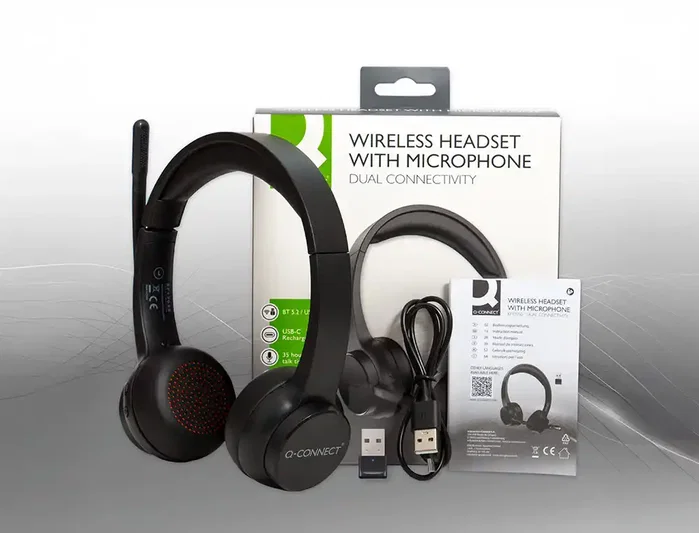 Q-connect Auricular Inalámbrico Diadema con Micrófono Flexible Bluetooth USB Negro Q-connect Auricular Inalámbrico Diadema con Micrófono Flexible Bluetooth USB Negro