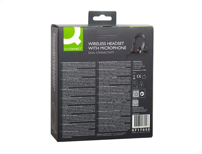 Q-connect Auricular Inalámbrico Diadema con Micrófono Flexible Bluetooth USB Negro Q-connect Auricular Inalámbrico Diadema con Micrófono Flexible Bluetooth USB Negro