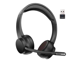 Q-connect Auricular Inalámbrico Diadema con Micrófono Flexible Bluetooth USB Negro