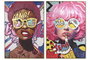 DKD Home Decor Cuadro Lienzo Chica Pop Pack de 2