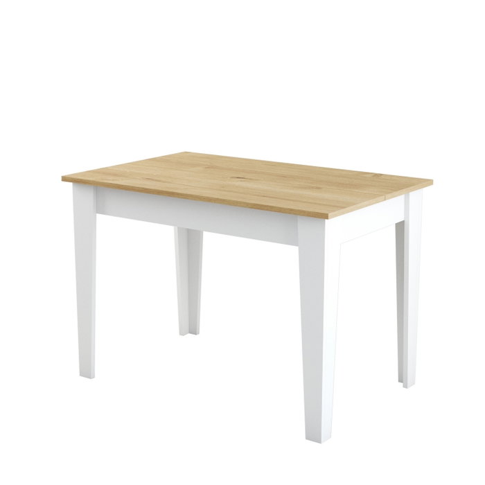 KIEVA MEN8683743327485 Mesa de cocina con almacenaje, Melamina, Blanco/Roble, Rectangular, 110 x 75 x 72 cm KIEVA MEN8683743327485 Mesa de cocina con almacenaje, Melamina, Blanco/Roble, Rectangular, 110 x 75 x 72 cm